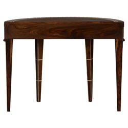 Lane Updated Traditional Brown Wood Bone Inlay Demilune Console Table|