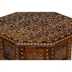 Lane Updated Traditional Brown Wood Bone Inlay Side Table|