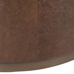 Leopold Rustic Lodge Dark Brown Leather Round Cocktail Ottoman|