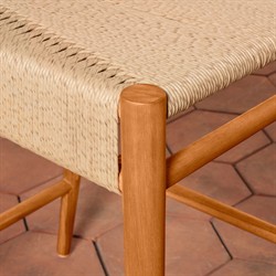 Almira Coastal Beach Natural Teak Wood Woven Outdoor Counter Stool|