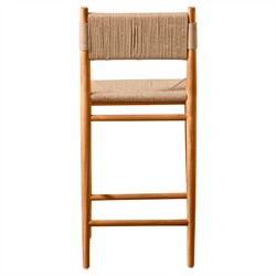 Almira Coastal Beach Natural Teak Wood Woven Outdoor Counter Stool|
