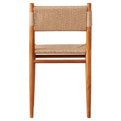 Almira Coastal Beach Natural Teak Woven Outdoor Dining Chair|