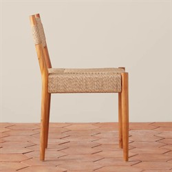 Almira Coastal Beach Natural Teak Woven Outdoor Dining Chair|