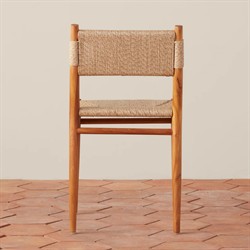 Almira Coastal Beach Natural Teak Woven Outdoor Dining Chair|