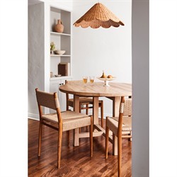 Almira Coastal Beach Natural Teak Woven Outdoor Dining Chair|