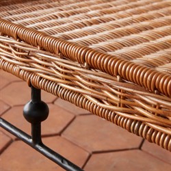 Mirea Coastal Beach Natural Rattan Woven Iron Rectangular Outdoor Coffee Table|