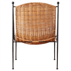 Mirea Coastal Beach Natural Rattan Woven Iron Outdoor Lounge Chair|