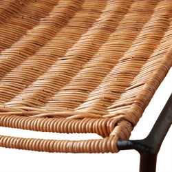 Mirea Coastal Beach Natural Rattan Woven Iron Outdoor Lounge Chair|