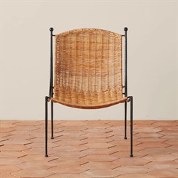 Mirea Coastal Beach Natural Rattan Woven Iron Outdoor Lounge Chair|