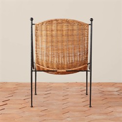 Mirea Coastal Beach Natural Rattan Woven Iron Outdoor Lounge Chair|