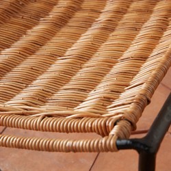 Mirea Coastal Beach Natural Rattan Woven Iron Outdoor Lounge Chair|