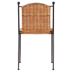 Mirea Coastal Beach Natural Rattan Woven Iron Stackable Outdoor Dining Chair|
