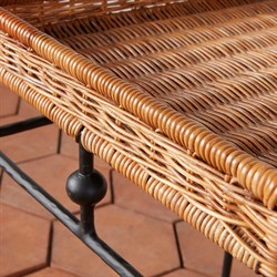 Mirea Coastal Beach Natural Rattan Woven Iron Square Outdoor Side Table|