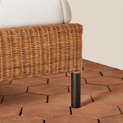 Mirea Coastal Beach Natural Rattan Woven Iron Scalloped Bed - Queen|