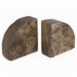 Matthias Modern Classic Grey Travertine Bookends|