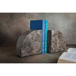 Matthias Modern Classic Grey Travertine Bookends|