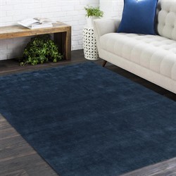 Zuriel Modern Classic Navy Blue Wool Solid Rug - 5'x8'|