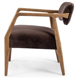 Pia Mid Century Modern Surrey Cocoa Velvet Natural Oak Arm Chair|