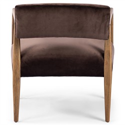 Pia Mid Century Modern Surrey Cocoa Velvet Natural Oak Arm Chair|