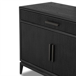 Rosal Modern Classic Black Oak Woven Rush Sideboard|