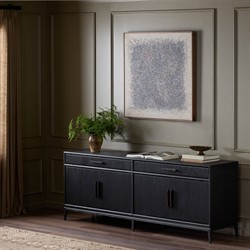 Rosal Modern Classic Black Oak Woven Rush Sideboard|
