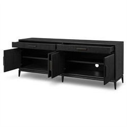 Rosal Modern Classic Black Oak Woven Rush Sideboard|