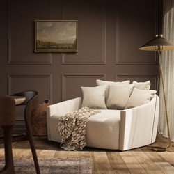 Louisa Modern Classic Crypton Nomad Snow Round Sofa - 62"|