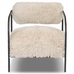 Fenn Modern Classic Champagne Fur Black Iron Arm Chair|