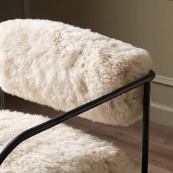 Fenn Modern Classic Champagne Fur Black Iron Arm Chair|