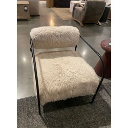 Fenn Modern Classic Champagne Fur Black Iron Arm Chair|