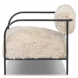 Fenn Modern Classic Champagne Fur Black Iron Arm Chair|