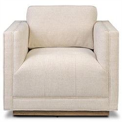 Celeste Rustic Lodge Thames Cream Performance Brown Wood Tufted Swivel Arm Chair|
