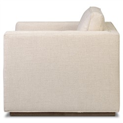 Celeste Rustic Lodge Thames Cream Performance Brown Wood Tufted Swivel Arm Chair|