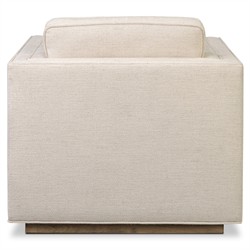 Celeste Rustic Lodge Thames Cream Performance Brown Wood Tufted Swivel Arm Chair|