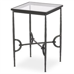 Ceasar French Country Hammered Gunmetal Square End Table - 13"|
