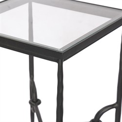 Ceasar French Country Hammered Gunmetal Square End Table - 13"|