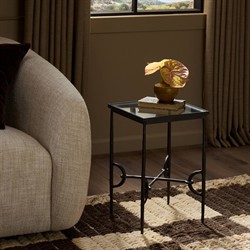 Ceasar French Country Hammered Gunmetal Square End Table - 13"|