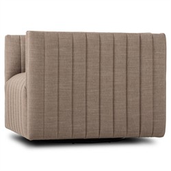 Leo Mid Century Modern Crypton Nomad Taupe Tufted Swivel Chair|