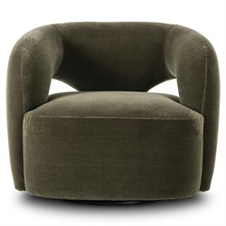 Mazie Modern Classic Monte Olive Velvet Swivel Chair|