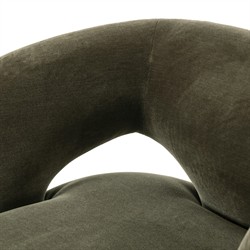 Mazie Modern Classic Monte Olive Velvet Swivel Chair|