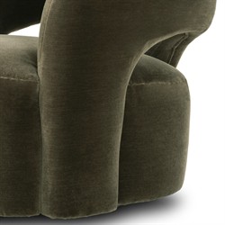 Mazie Modern Classic Monte Olive Velvet Swivel Chair|