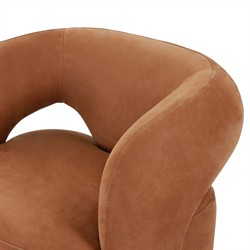 Mazie Modern Classic Nubuck Cognac Leather Velvet Swivel Chair|