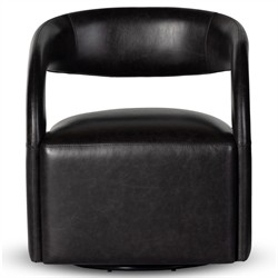 Alexander Modern Classic Sonoma Black Leather Swivel Barrel Chair|