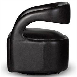 Alexander Modern Classic Sonoma Black Leather Swivel Barrel Chair|