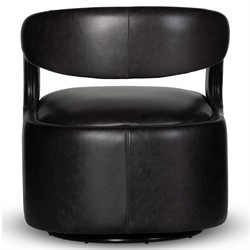 Alexander Modern Classic Sonoma Black Leather Swivel Barrel Chair|