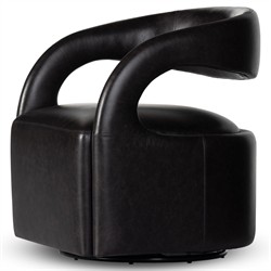 Alexander Modern Classic Sonoma Black Leather Swivel Barrel Chair|