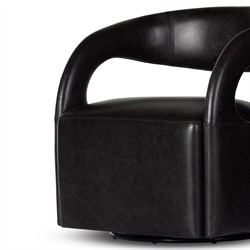 Alexander Modern Classic Sonoma Black Leather Swivel Barrel Chair|