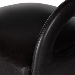 Alexander Modern Classic Sonoma Black Leather Swivel Barrel Chair|