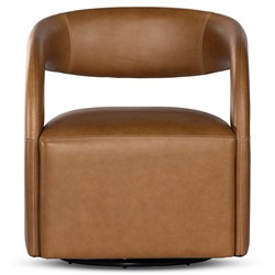 Alexander Modern Classic Sonoma Butterscotch Leather Swivel Barrel Chair|