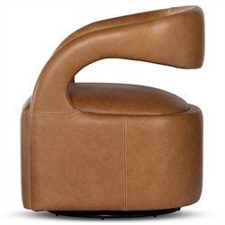 Alexander Modern Classic Sonoma Butterscotch Leather Swivel Barrel Chair|